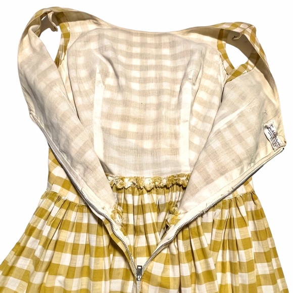 Dresses Vintage Mustard Yellow And White Gingham And Eyelet